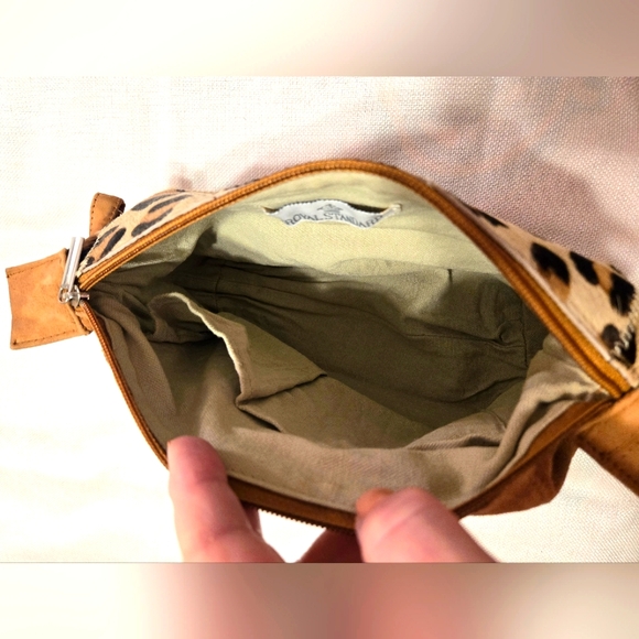ROYAL STANDARD Adeline Leopard Print Cow Hide Cosmetic Bag 10”x6.5”x4” - Picture 5 of 5